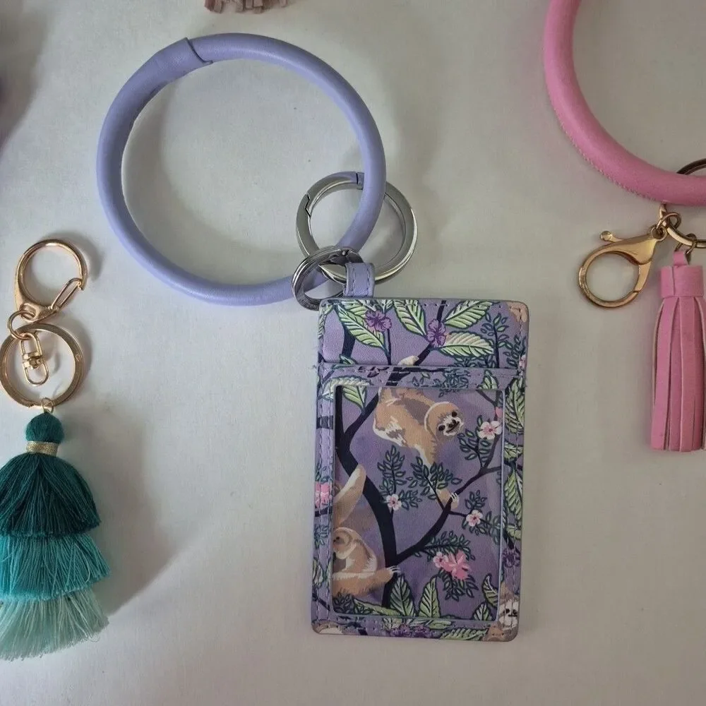 Lot Of 10 Silicone Beaded Tassel Charms Bangle Wristlet Key Chains ID Holder